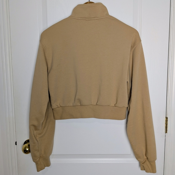 Aritzia Tna Airy Fleece Perfect Half-Zip Sweatshirt – Beige Cropped - Med. #172 - Picture 2 of 6